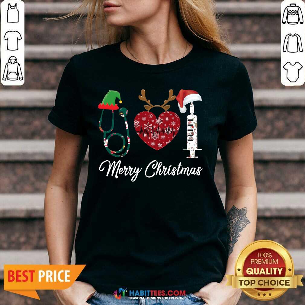 Funny Nurse Santa Reindeer Elf Vaccine Merry Christmas Shirt