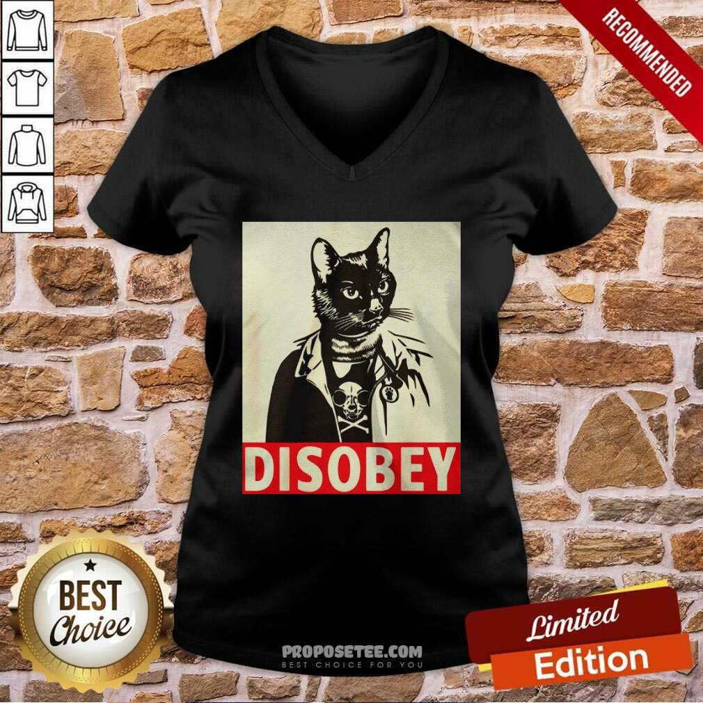 Funny Radical Cat Disobey Shirt