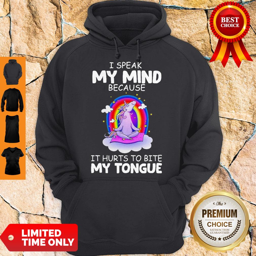 Funny Unicorn Yoga I Speak My Mind Because It Hurts To Bite My Tongue Shirt