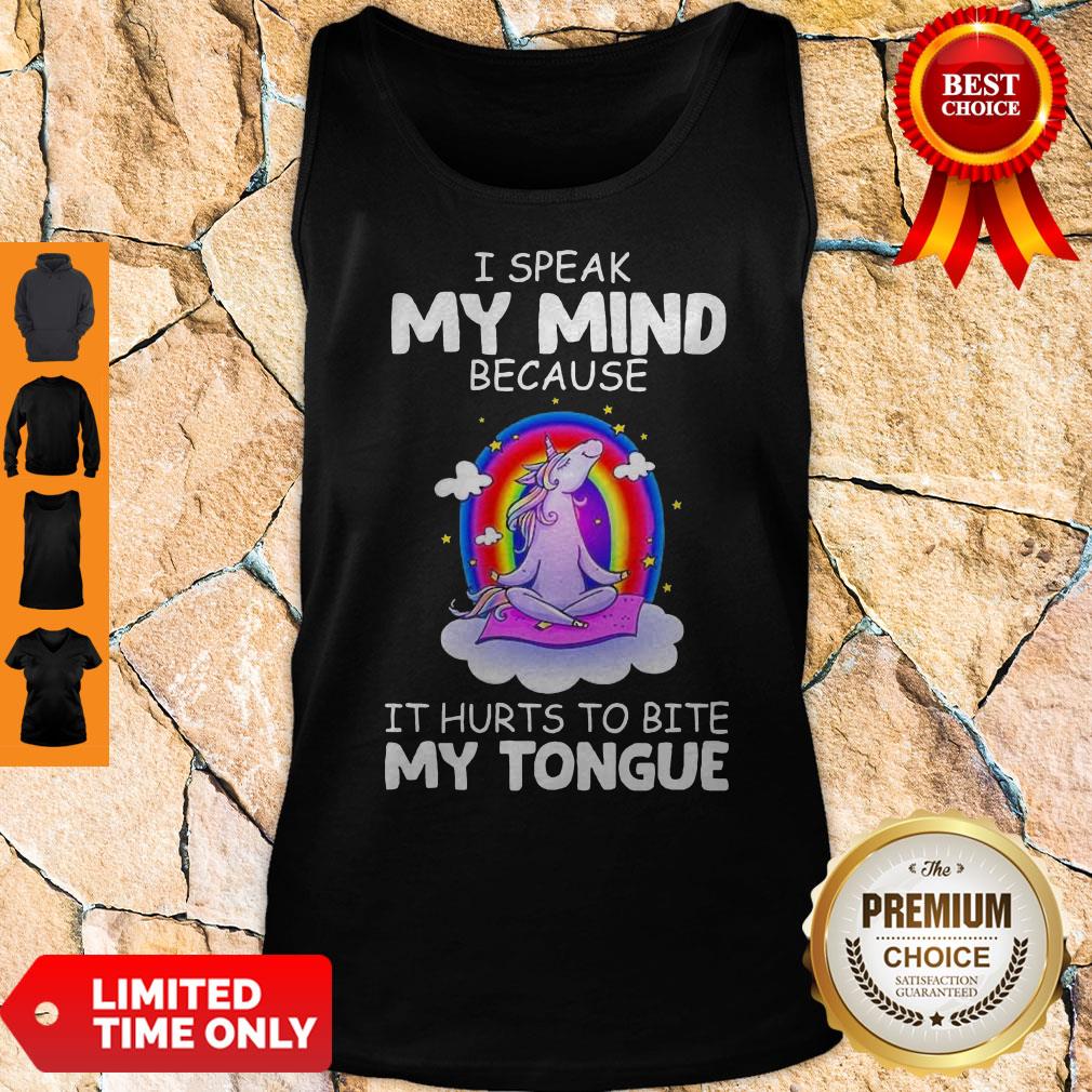 Funny Unicorn Yoga I Speak My Mind Because It Hurts To Bite My Tongue Shirt