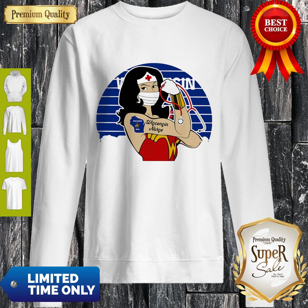Funny Vintage Wonder Woman Tattoos Wisconsin Nurse Covid-19 Shirt