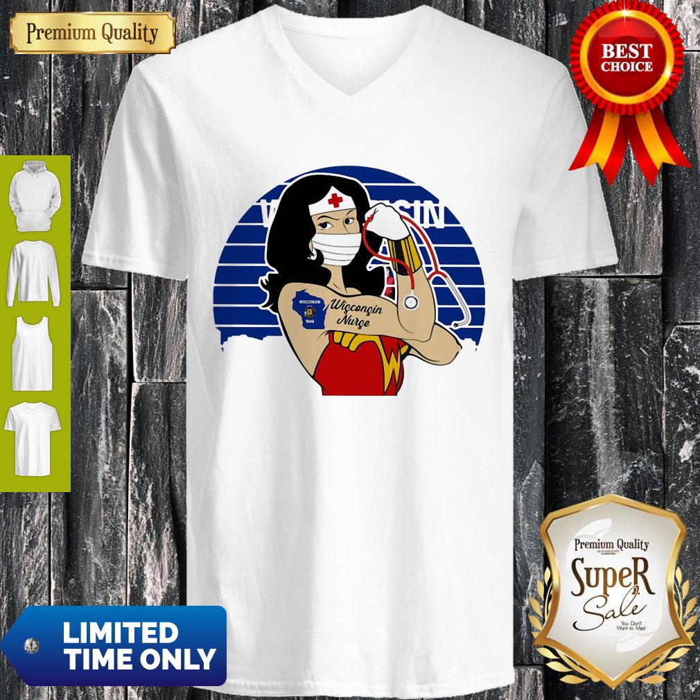 Funny Vintage Wonder Woman Tattoos Wisconsin Nurse Covid-19 Shirt