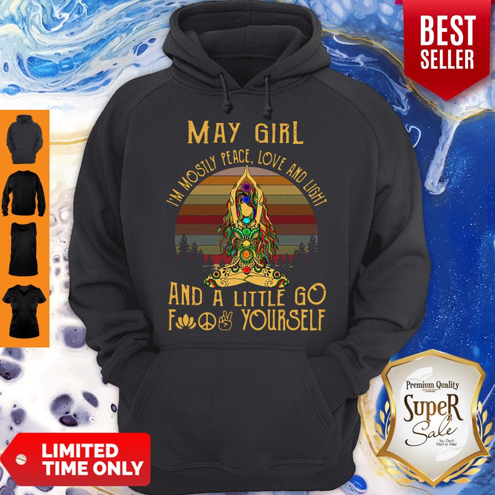 Funny Vintage Yoga May Girl Im Mostly Peace Love And Light Shirt