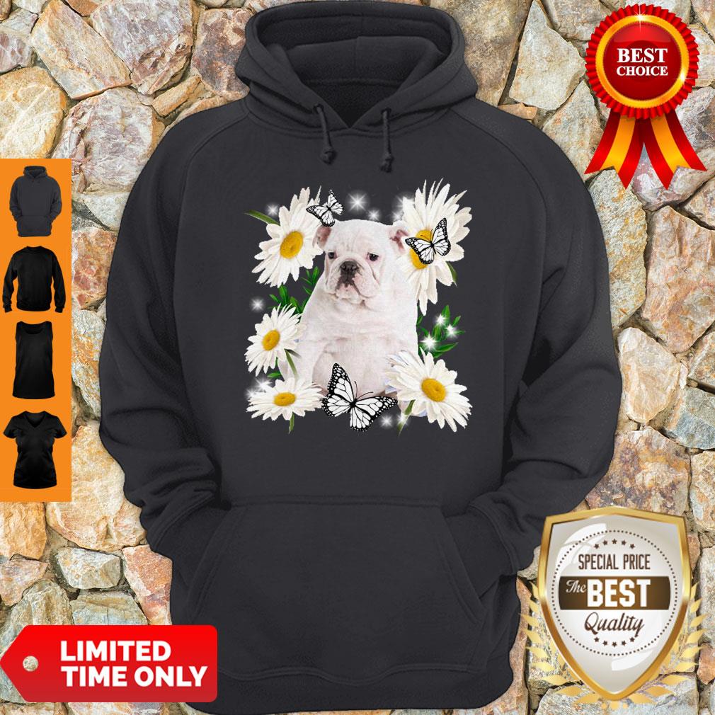 Funny White English Bulldog Daisy Flower Classic T-Shirt