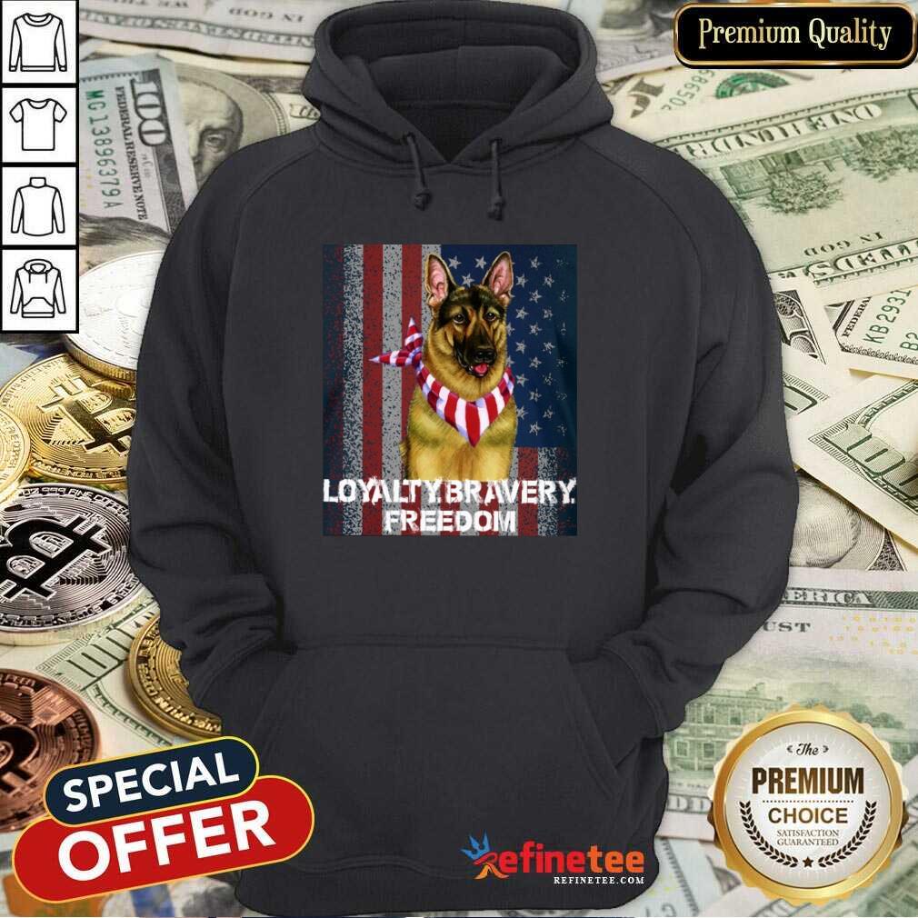 German Shepherd Loyalty Bravery Freedom American Flag Shirt