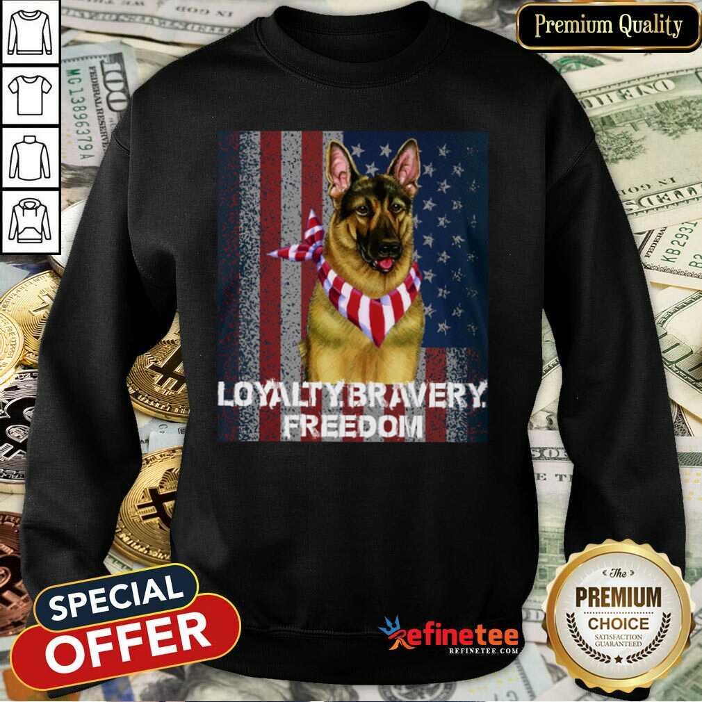 German Shepherd Loyalty Bravery Freedom American Flag Shirt