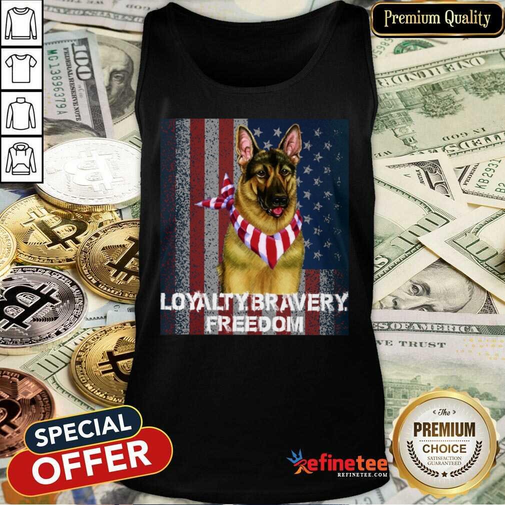 German Shepherd Loyalty Bravery Freedom American Flag Shirt