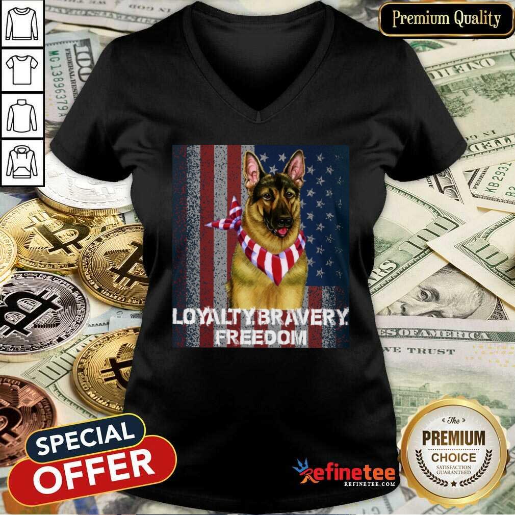 German Shepherd Loyalty Bravery Freedom American Flag Shirt