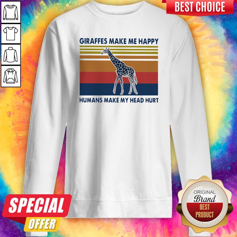 Giraffes Make Me Happy Humans Make My Head Hurt Vintage Shirt