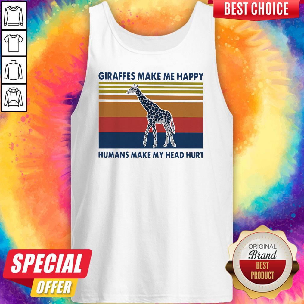 Giraffes Make Me Happy Humans Make My Head Hurt Vintage Shirt