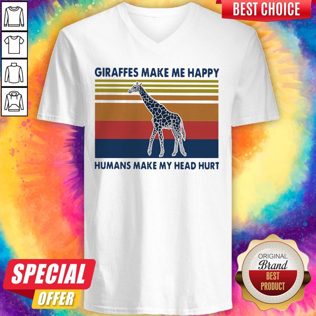 Giraffes Make Me Happy Humans Make My Head Hurt Vintage Shirt