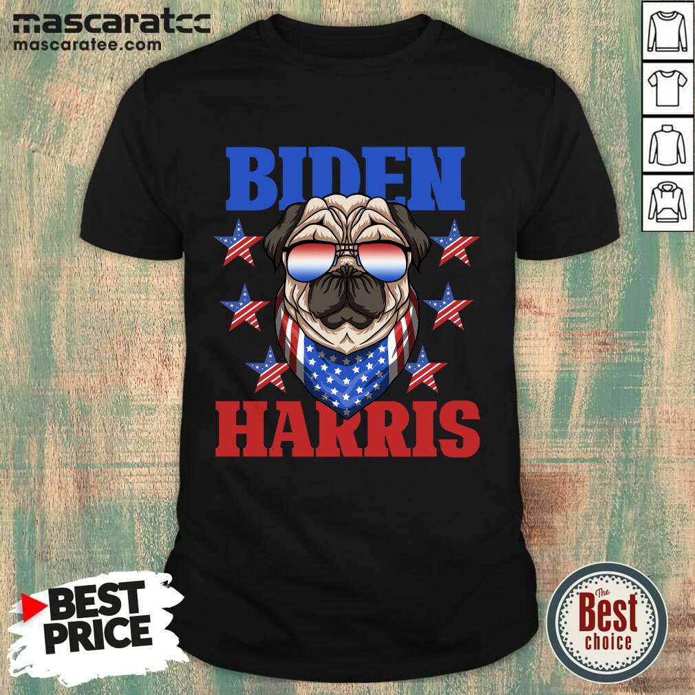 Good Biden Harris 2021 Democrat American Flag Pug Dog Sunglasses Unisex Shirt