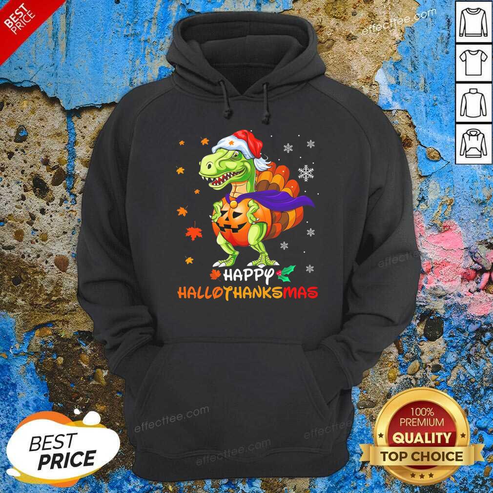 Good Dinosaur T-rex Santa Happy Hallothanksmas Shirt