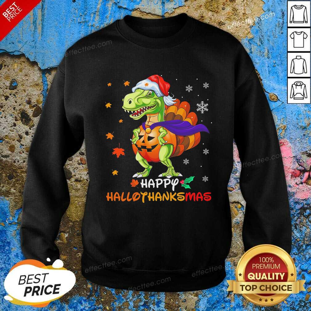 Good Dinosaur T-rex Santa Happy Hallothanksmas Shirt