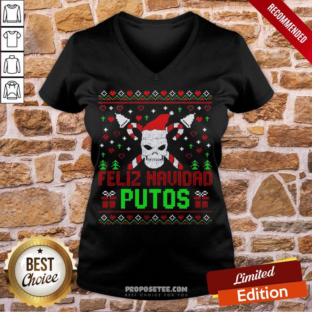 Good Feliz Navidad Putos Skull Ugly Christmas Sweater Shirt