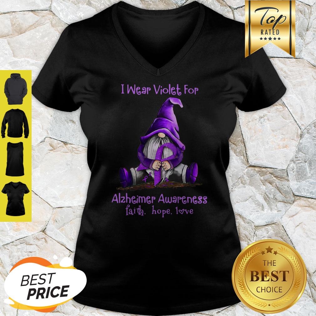 Good Gnome I Wear Violet For Alzheimer Awareness Faith Hope Love Shirt