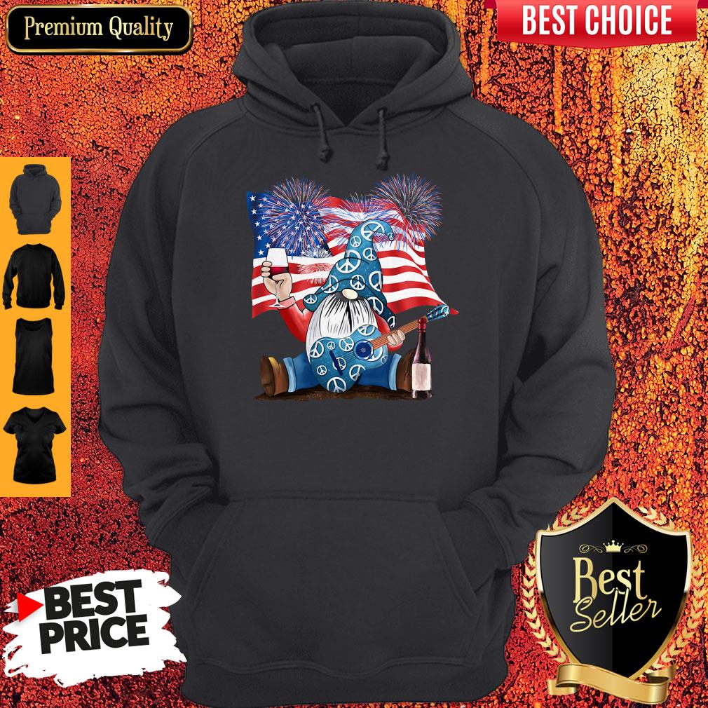 Good Gnomes Wine Guitar American Flag Veteran Independence Day Shirt