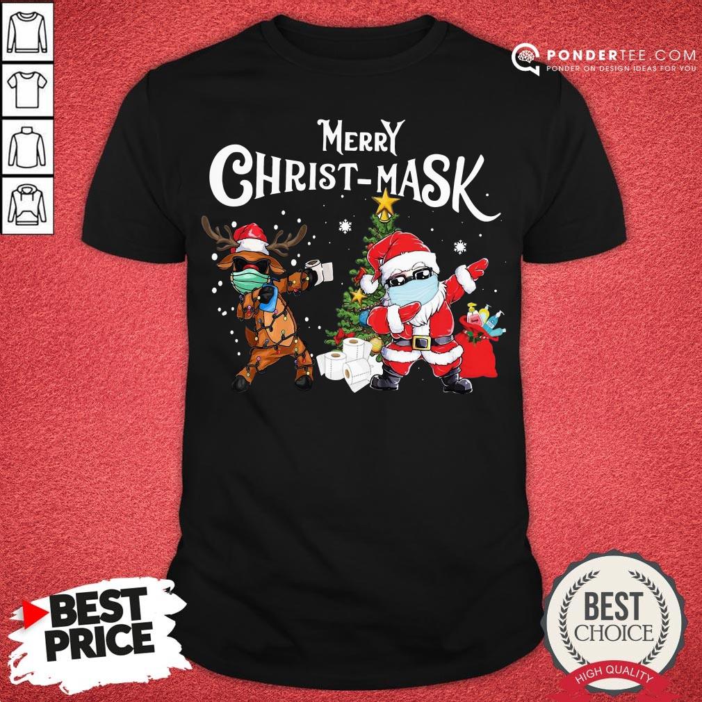 Good Merry Chrismask Santa Reindeer Face Mask Christmas Shirt