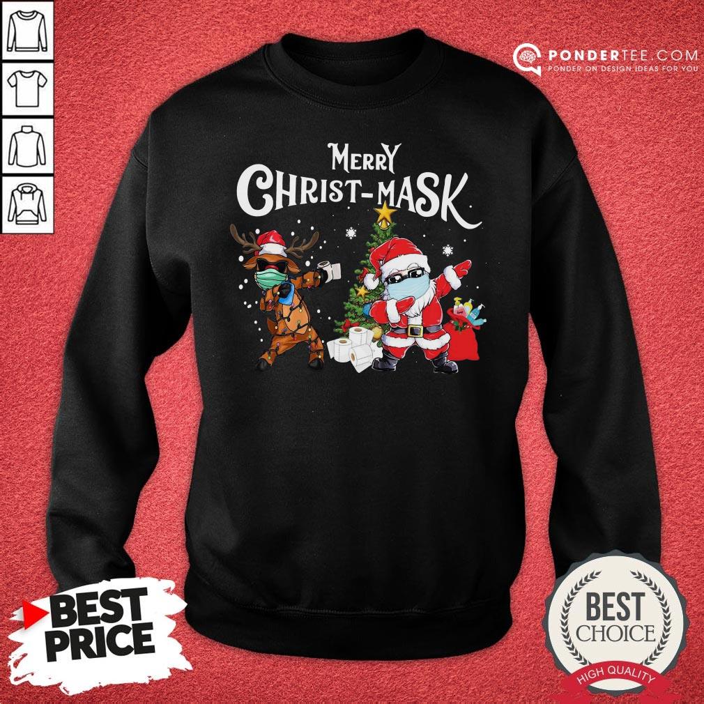 Good Merry Chrismask Santa Reindeer Face Mask Christmas Shirt