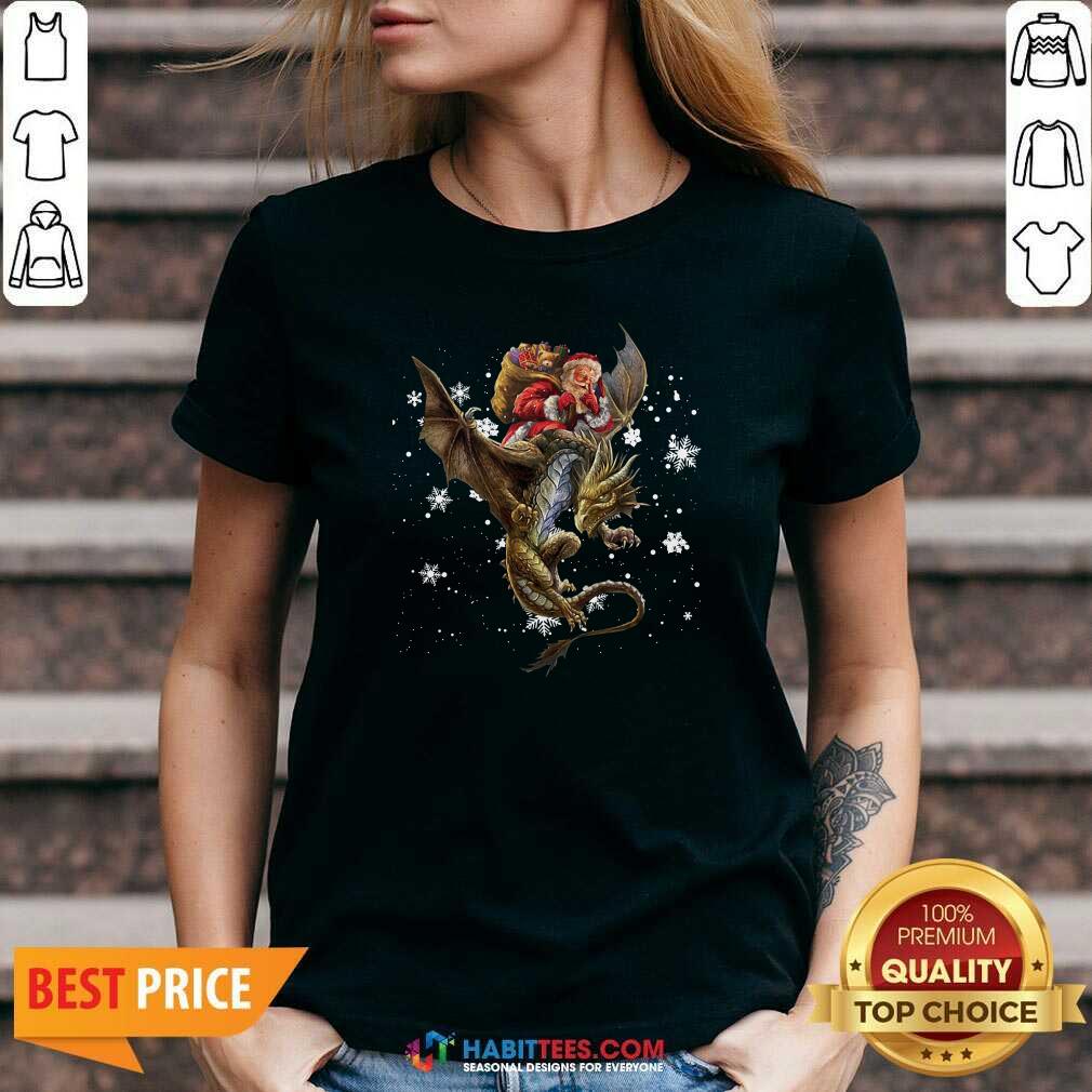 Good Santa Riding Dragon Christmas Shirt