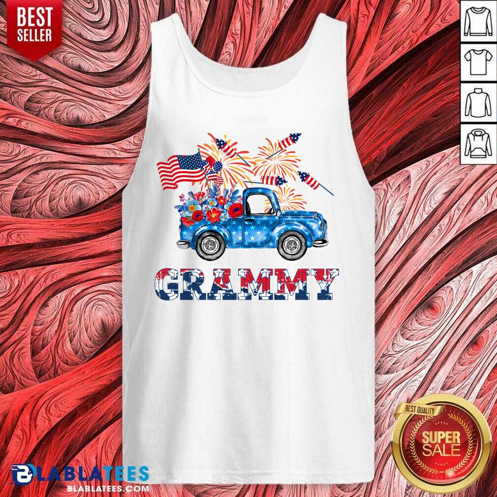 Grammy Car Flowers American 4th Of July Shirt