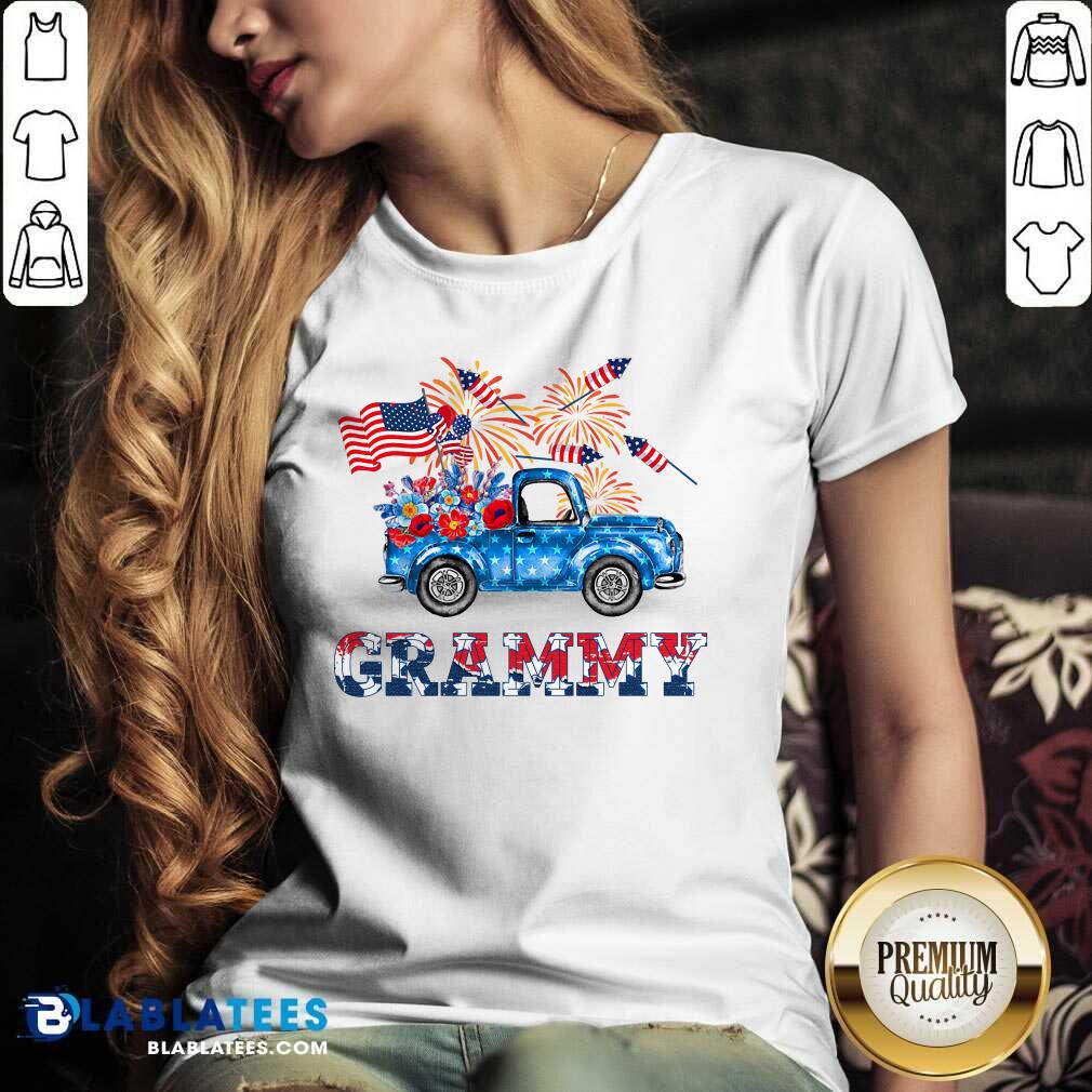 Grammy Car Flowers American 4th Of July Shirt