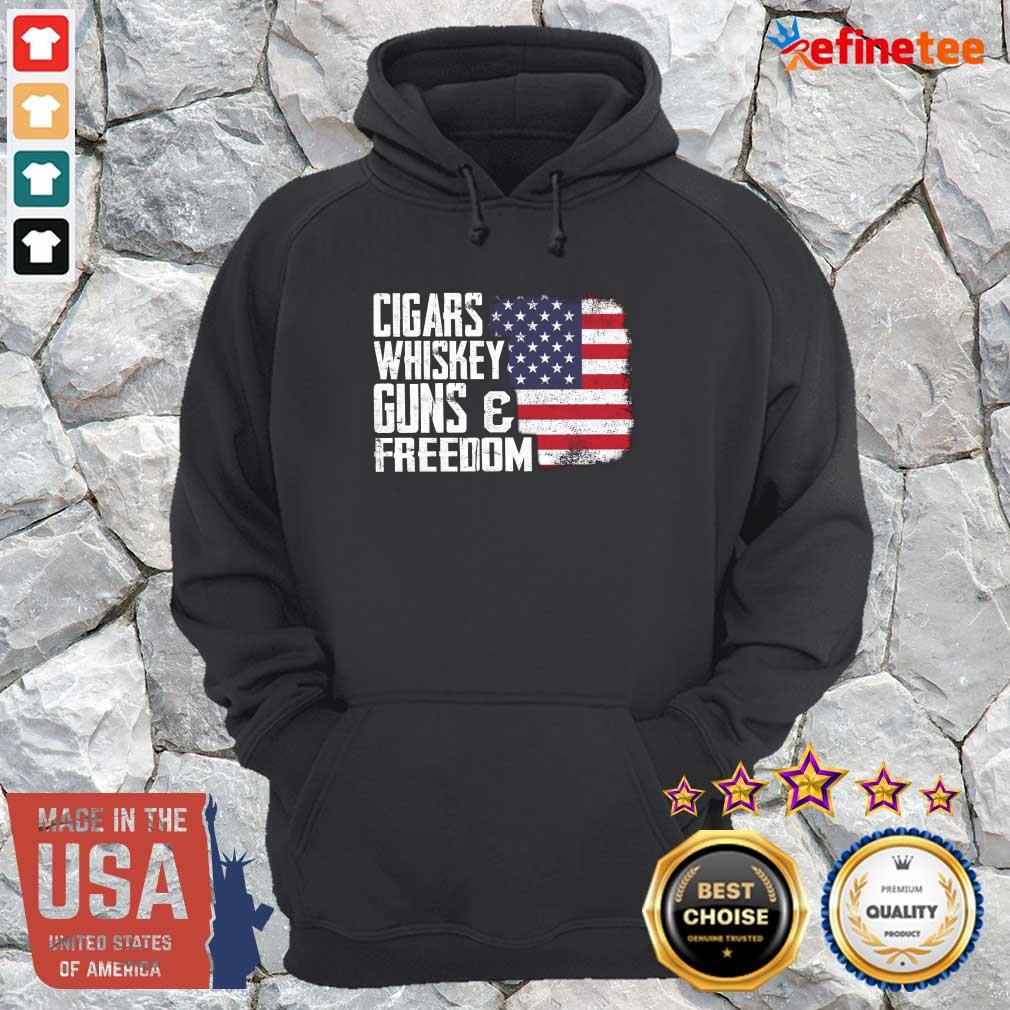 Great Cigars Whiskey Guns And Freedom American Flag Shirt