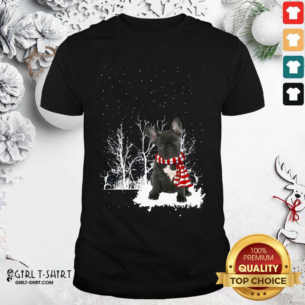 Great French Bulldog Snow Scarf Christmas Shirt