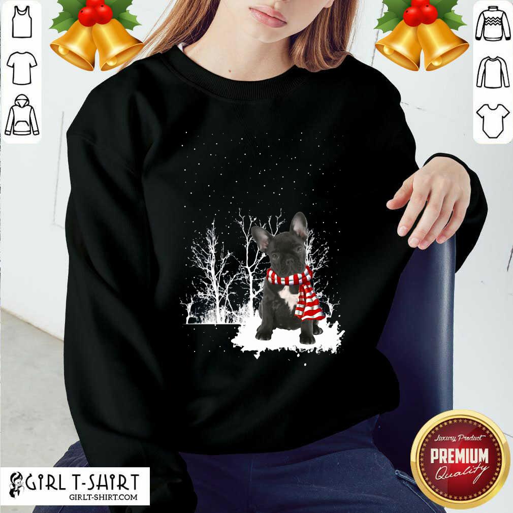 Great French Bulldog Snow Scarf Christmas Shirt