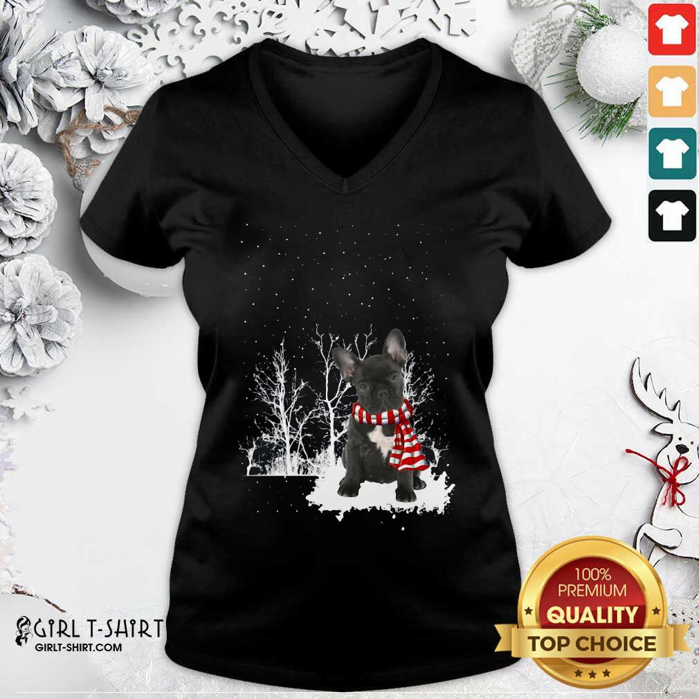 Great French Bulldog Snow Scarf Christmas Shirt