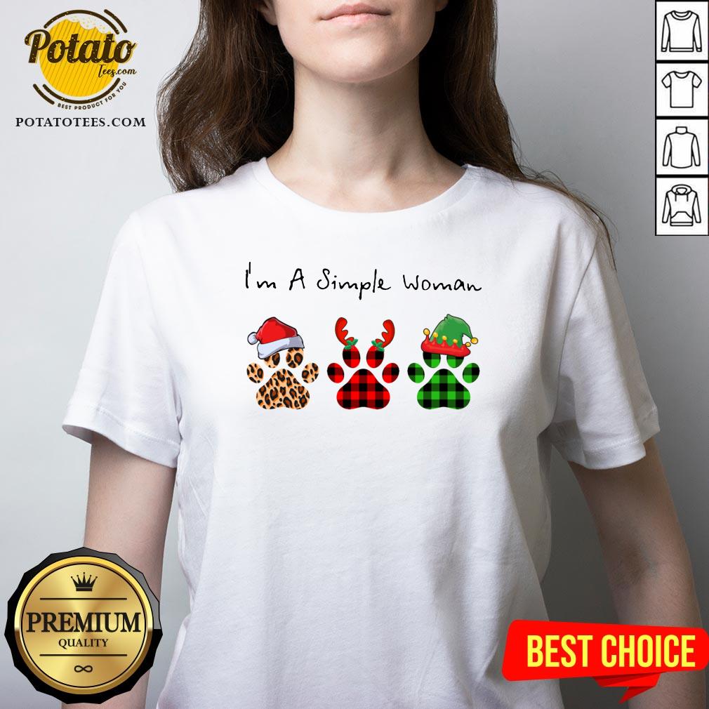 Great Plaid Paw Santa I’m A Simple Woman Christmas Shirt