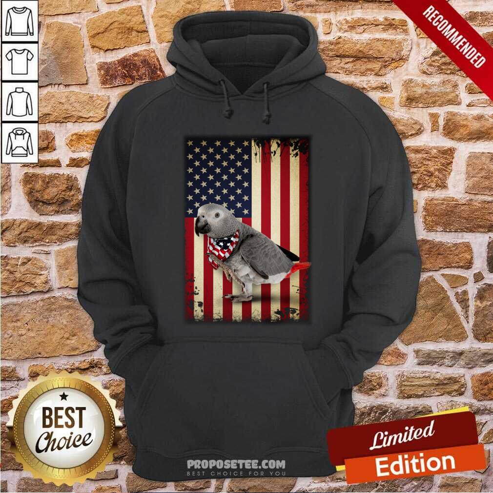 Grey Parrot American Flag Shirt