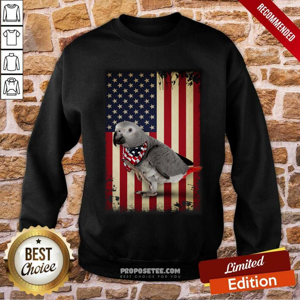 Grey Parrot American Flag Shirt