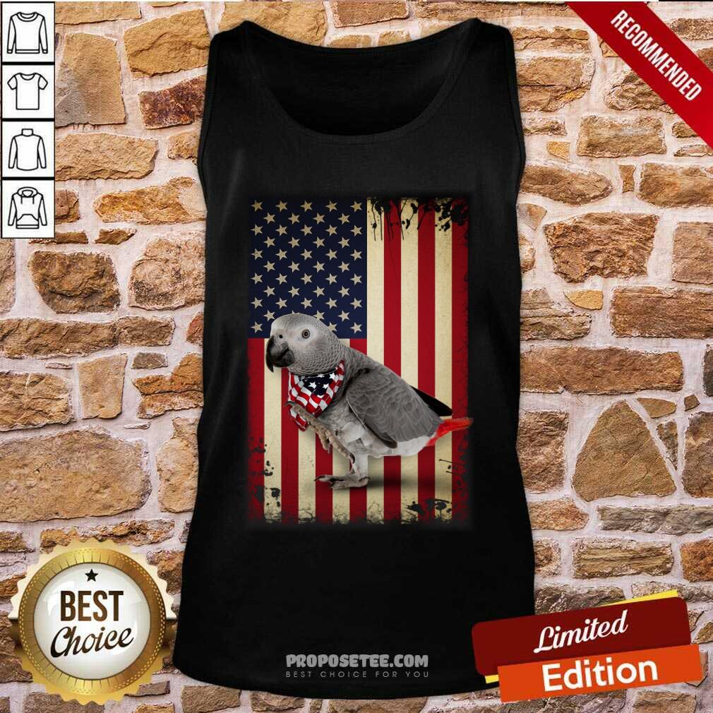 Grey Parrot American Flag Shirt