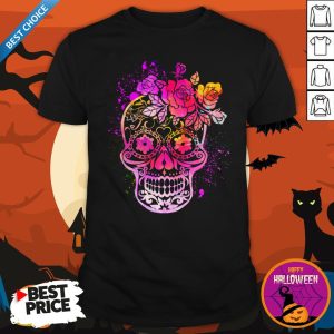 Colorful Sugar Skull Floral Roses Día De Los Muertos Day Of Dead Shirt