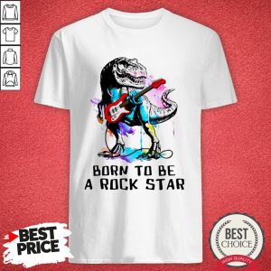 Funny Dinosaurs Born To Be A Rockstar Watercolor Shirt