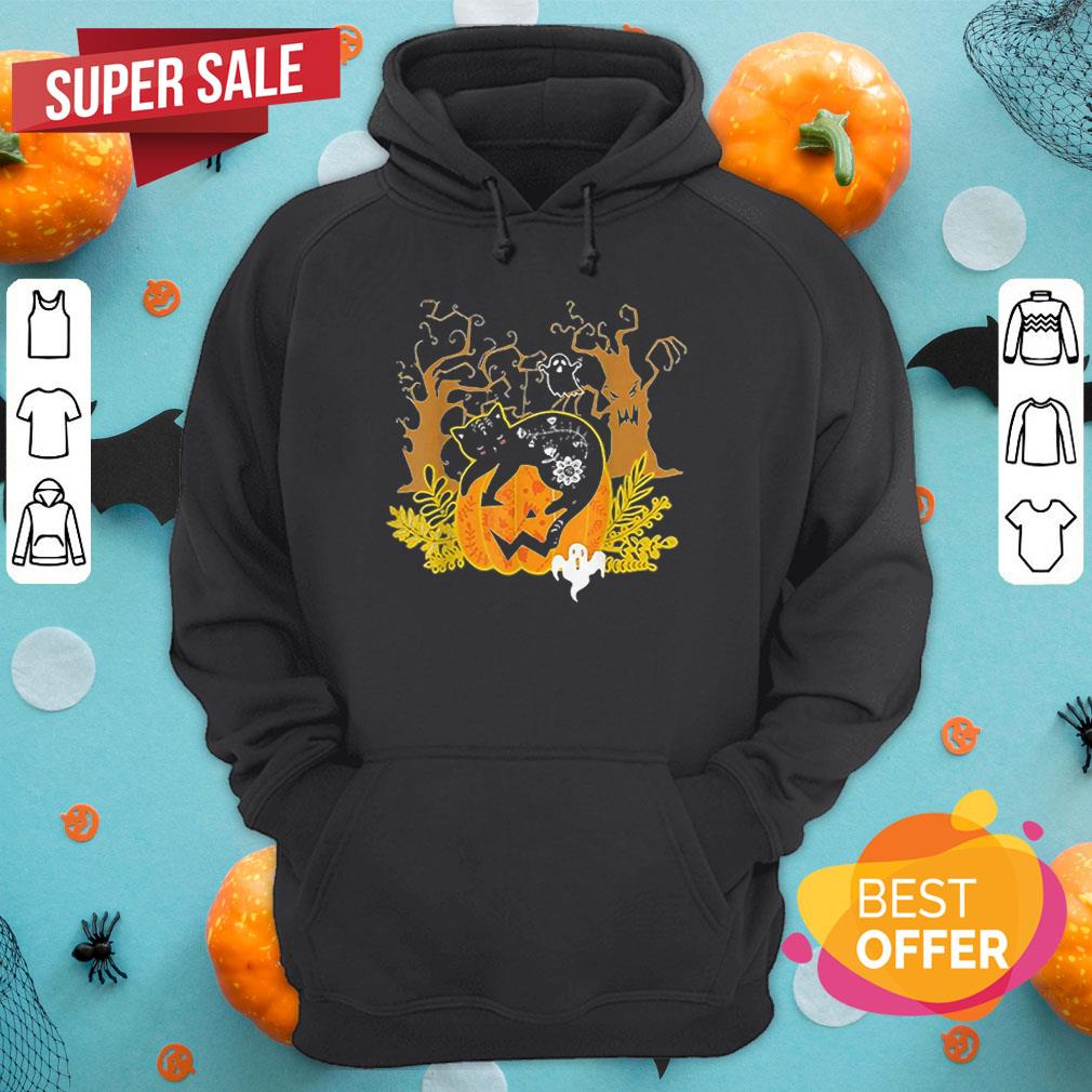 Halloween Costume Cat Pumpkin Black Cat Halloween Tee Shirt