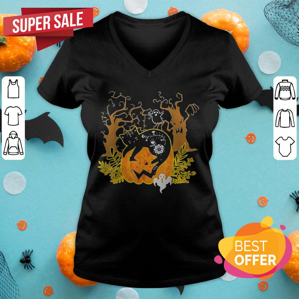 Halloween Costume Cat Pumpkin Black Cat Halloween Tee Shirt
