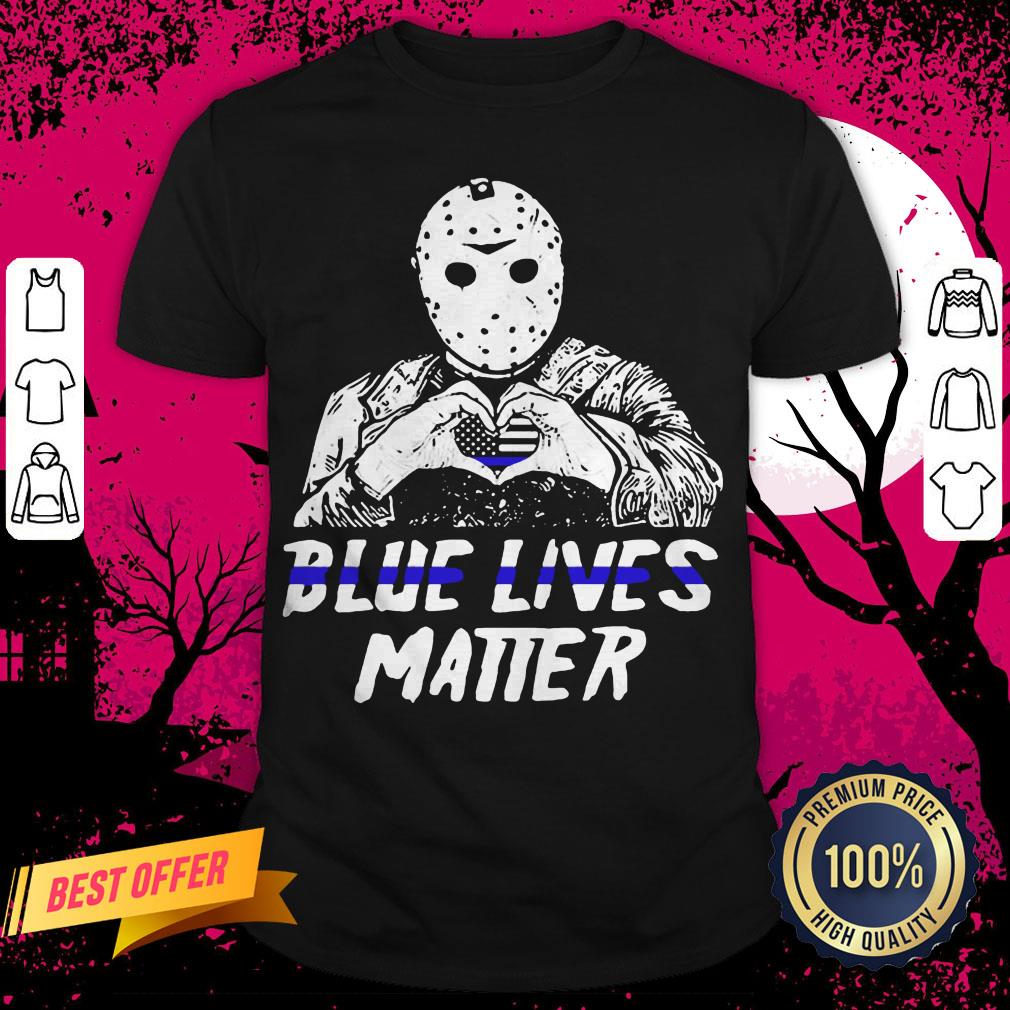 Halloween Jason Voorhees Blue Lives Matter American Flag Shirt