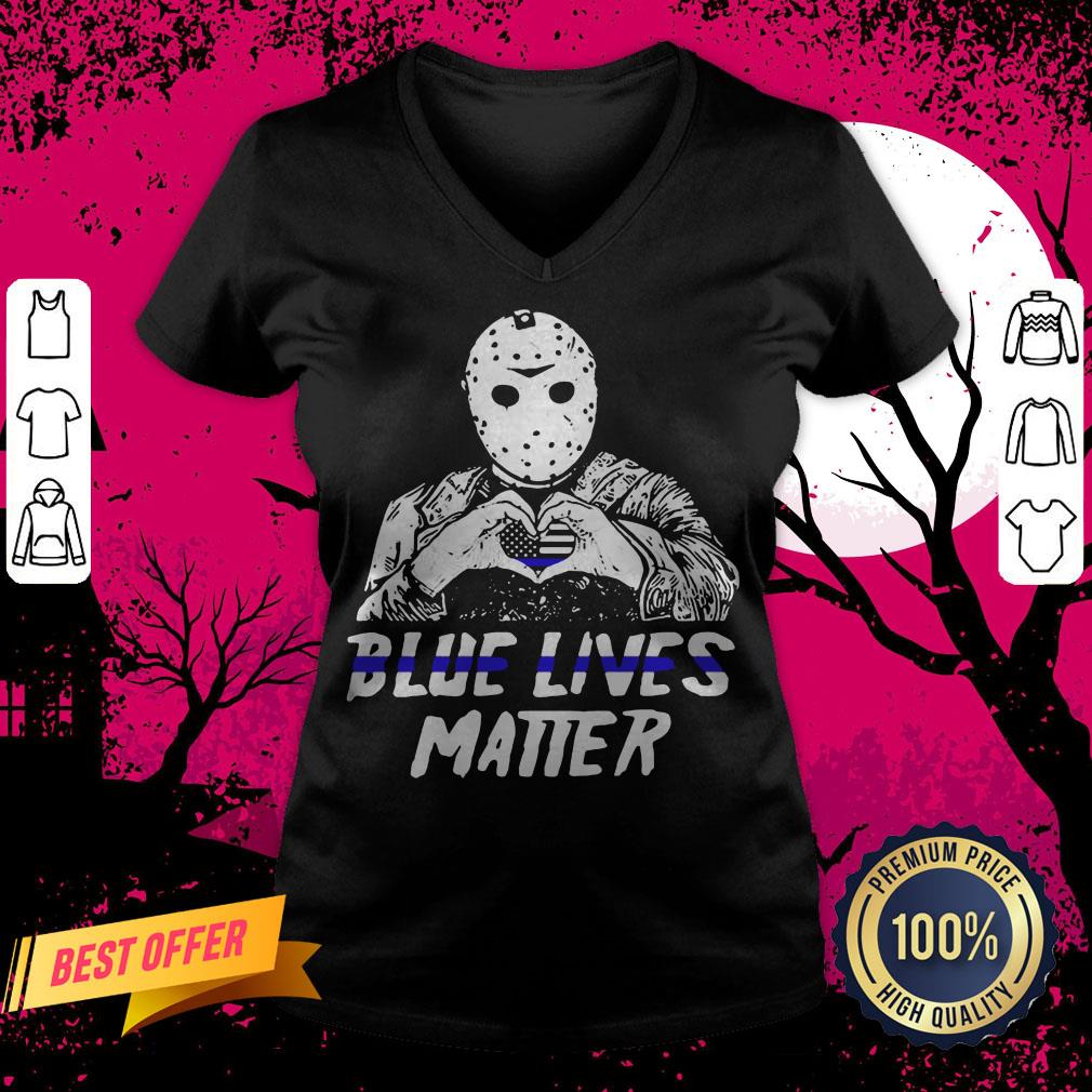 Halloween Jason Voorhees Blue Lives Matter American Flag Shirt