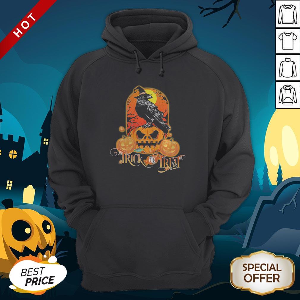 Halloween Raven Witch Trick Or Treat Pumpkins Shirt