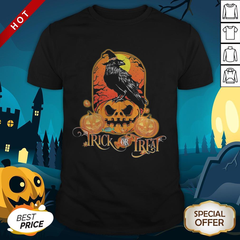 Halloween Raven Witch Trick Or Treat Pumpkins Shirt