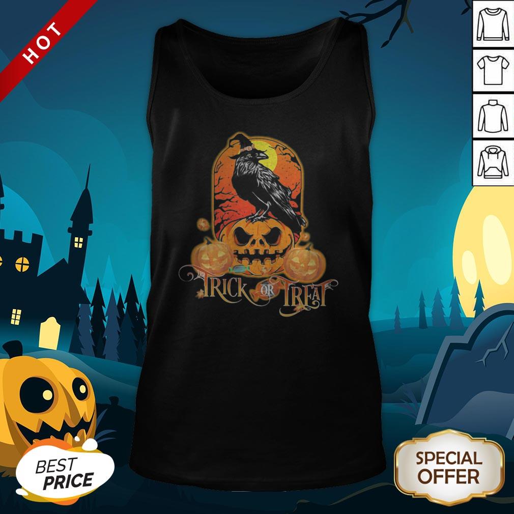 Halloween Raven Witch Trick Or Treat Pumpkins Shirt