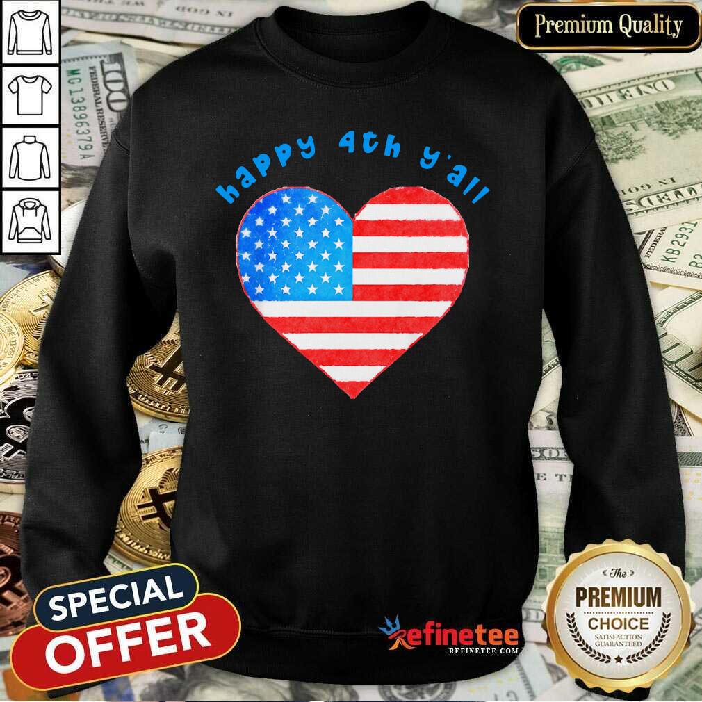 Happy 4th Y'all American Flag Heart Shirt
