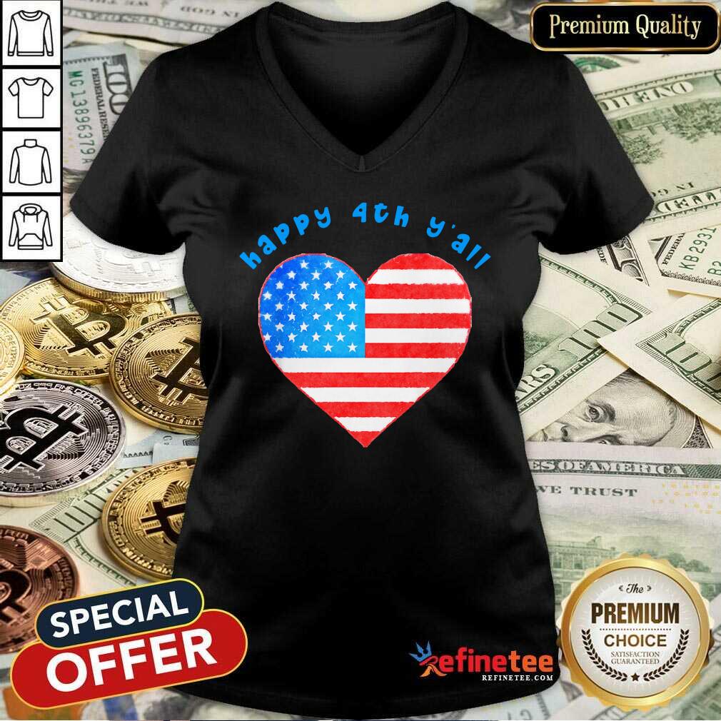 Happy 4th Y'all American Flag Heart Shirt