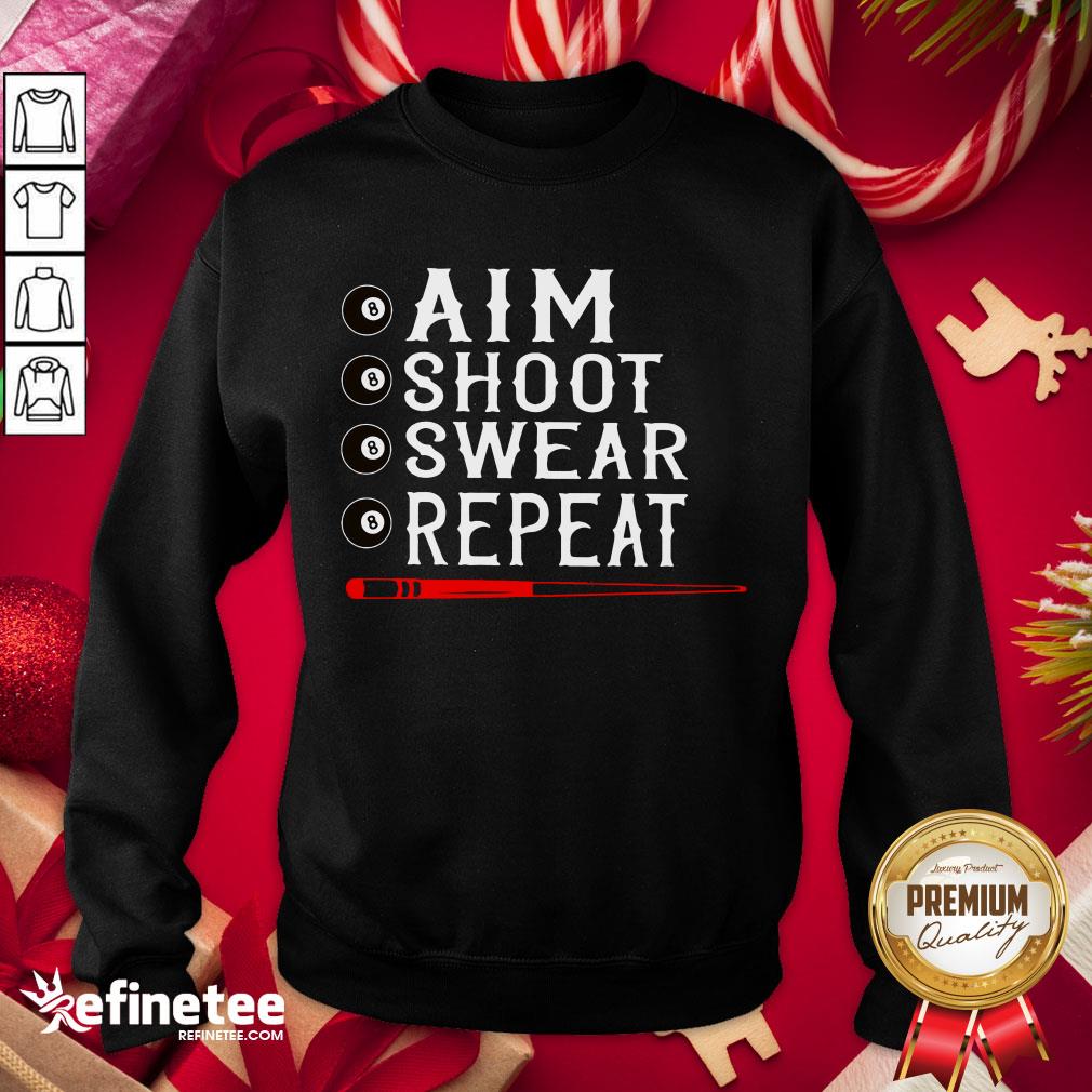 Happy Aim Shoot Swear Repeat Billiards Christmas Gift Shirt