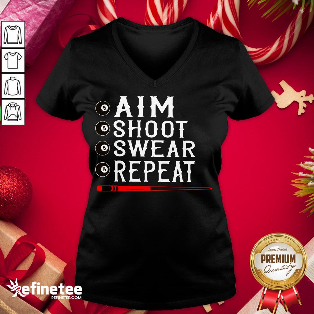 Happy Aim Shoot Swear Repeat Billiards Christmas Gift Shirt