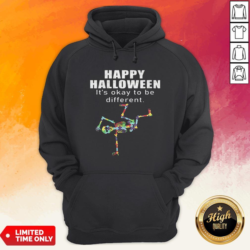 Happy Halloween It's Okay To Be Different Skeleton Autism Shirt