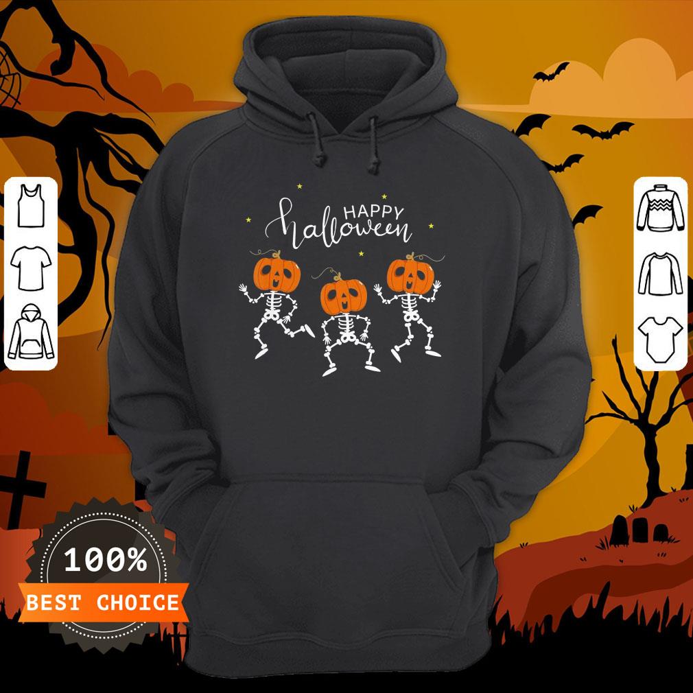 Happy Halloween Shirt Funny Dancing Skeletons Pumpkin Face T-Shirt