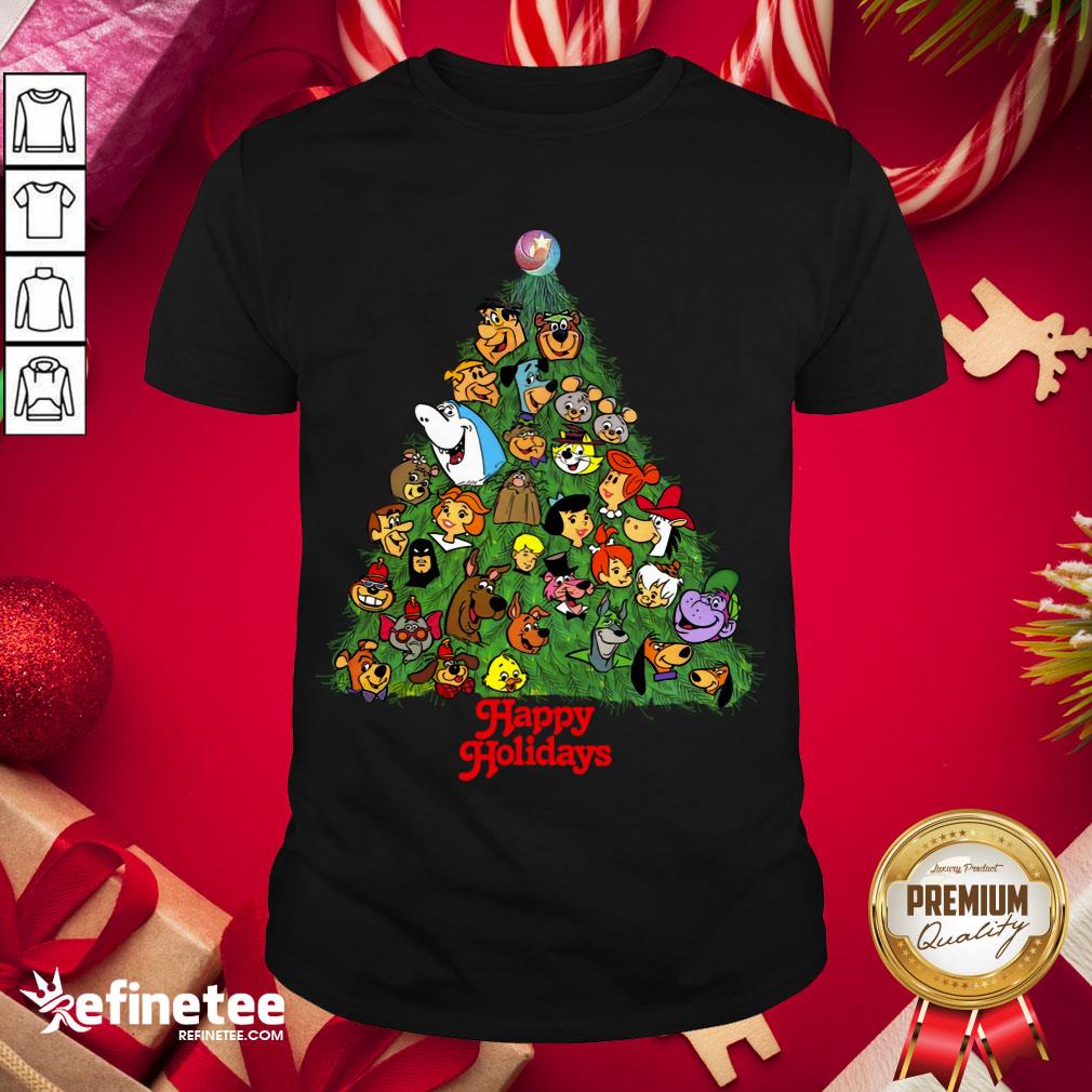 Happy Holidays From Your Favorite Cartoon Characters In A Christmas Tree Shirt